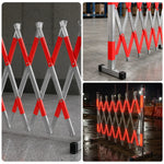GROVIA Portable Retractable Safety Barrier 1.2m Height x 4m Length Expandable Crowd Control Fence with Reflective Strips - Red
