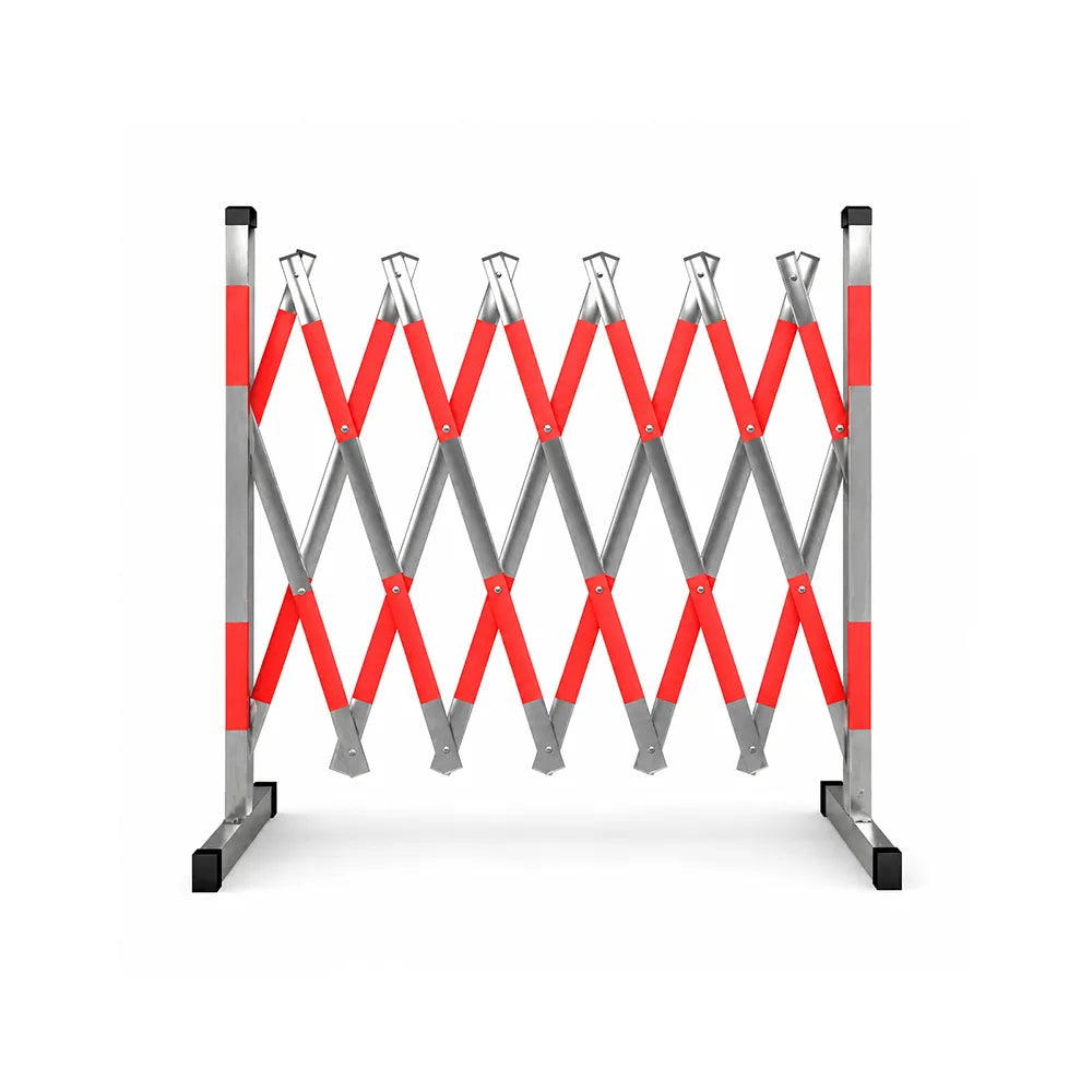 GROVIA Portable Retractable Safety Barrier 1.2m Height x 4m Length Expandable Crowd Control Fence with Reflective Strips - Red