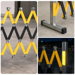 GROVIA Portable Retractable Safety Barrier 1.2m Height x 4m Length Expandable Crowd Control Fence with Reflective Strips - Yellow & Black