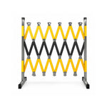 GROVIA Portable Retractable Safety Barrier 1.2m Height x 4m Length Expandable Crowd Control Fence with Reflective Strips - Yellow & Black