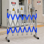 GROVIA Portable Retractable Safety Barrier 1.2m Height x 4m Length Expandable Crowd Control Fence with Reflective Strips - Blue & Silver