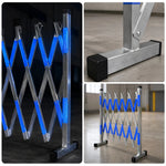 GROVIA Portable Retractable Safety Barrier 1.2m Height x 4m Length Expandable Crowd Control Fence with Reflective Strips - Blue & Silver