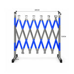 GROVIA Portable Retractable Safety Barrier 1.2m Height x 4m Length Expandable Crowd Control Fence with Reflective Strips - Blue & Silver