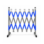 GROVIA Portable Retractable Safety Barrier 1.2m Height x 4m Length Expandable Crowd Control Fence with Reflective Strips - Blue & Silver
