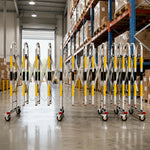 GROVIA Heavy Duty Stainless Steel Retractable Safety Barrier 1.1m Height x 3m/5m Length Expandable Crowd Control Fence with Wheels - Yellow & Black