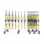 GROVIA Heavy Duty Stainless Steel Retractable Safety Barrier 1.1m Height x 3m/5m Length Expandable Crowd Control Fence with Wheels - Yellow & Black