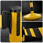 GROVIA Premium Retractable Belt Barrier 92cm Height with 3m Yellow Black Belt Heavy Duty Weighted Base Crowd Control Stanchion - Yellow & Black