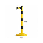 GROVIA Premium Retractable Belt Barrier 92cm Height with 3m Yellow Black Belt Heavy Duty Weighted Base Crowd Control Stanchion - Yellow & Black