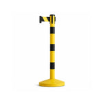 GROVIA Premium Retractable Belt Barrier 92cm Height with 3m Yellow Black Belt Heavy Duty Weighted Base Crowd Control Stanchion - Yellow & Black