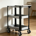GROVIA Stainless Steel Utility Trolley Reinforced Stable Large Size 780x460x920mm Workshop Kitchen Storage Cart - Grey & Black