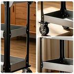 GROVIA Stainless Steel Utility Trolley Reinforced Stable Large Size 780x460x920mm Workshop Kitchen Storage Cart - Grey & Black