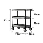 GROVIA Stainless Steel Utility Trolley Reinforced Stable Large Size 780x460x920mm Workshop Kitchen Storage Cart - Grey & Black