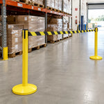 GROVIA Premium Retractable Belt Barrier 92cm Height with 3m Yellow Black Belt Heavy Duty Weighted Base Crowd Control Stanchion - Yellow