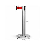 GROVIA Stainless Steel Retractable Belt Barrier 97cm Height with 2m Line U Shape Cast Iron Base Queue Control Stanchion - Silver