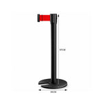 GROVIA Stainless Steel Retractable Belt Barrier 97cm Height with 2m Line U Shape Cast Iron Base Queue Control Stanchion - Black