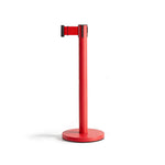 GROVIA Heavy Duty Retractable Belt Barrier 90cm Height with 5m Coffee Belt and Weighted Iron Base Queue Control Stanchion - Red