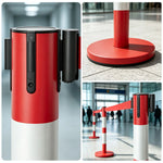 GROVIA Heavy Duty Retractable Belt Barrier 90cm Height with 5m Coffee Belt and Weighted Iron Base Queue Control Stanchion - Titanium Gold