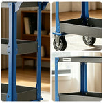 GROVIA Stainless Steel Utility Trolley Reinforced Stable Large Size 780x460x920mm Workshop Kitchen Storage Cart - Grey & Blue