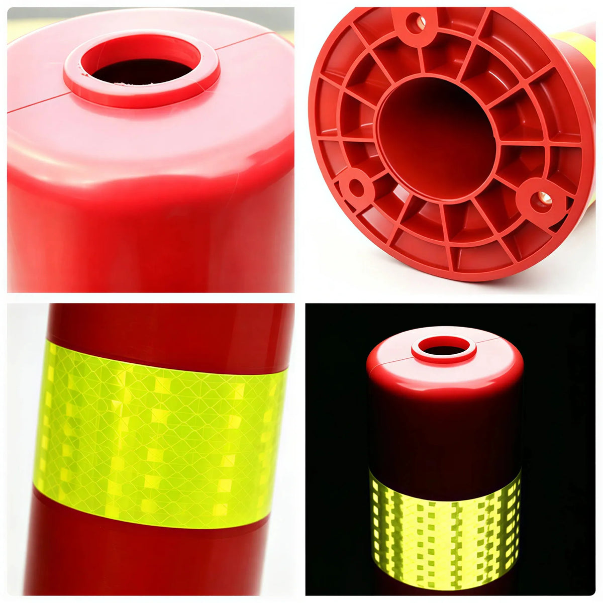 GROVIA TPU Flexible Traffic Bollard 100cm Height Pre-Embedded Safety Post with High Intensity Reflective Film - Red