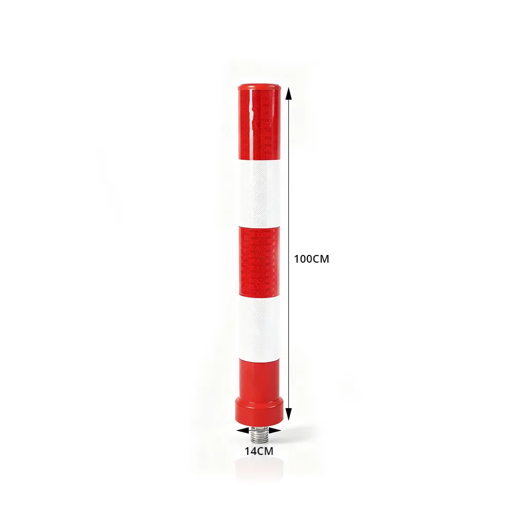 GROVIA TPU Flexible Traffic Bollard 100cm Height Pre-Embedded Safety Post with High Intensity Reflective Film - Red