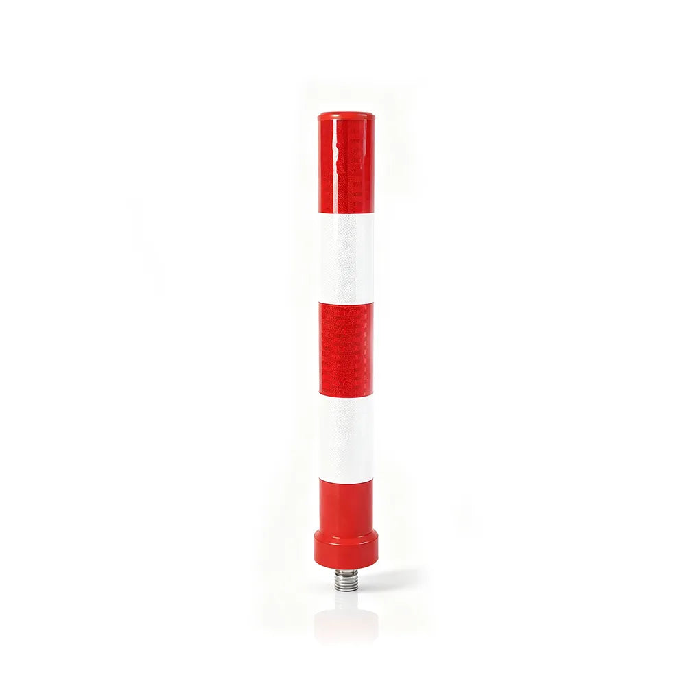 GROVIA TPU Flexible Traffic Bollard 100cm Height Pre-Embedded Safety Post with High Intensity Reflective Film - Red