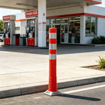 GROVIA TPU Flexible Traffic Bollard 75cm Height Magnetic Base Safety Post with Crystal Reflective Film for Parking & Road Warning - Red