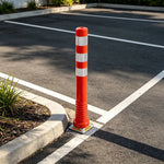 GROVIA TPU Flexible Traffic Bollard 75cm Height Magnetic Base Safety Post with Crystal Reflective Film for Parking & Road Warning - Red