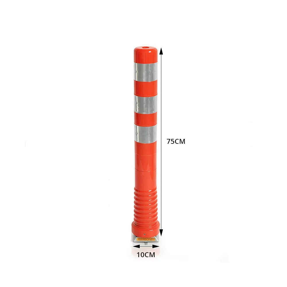 GROVIA TPU Flexible Traffic Bollard 75cm Height Magnetic Base Safety Post with Crystal Reflective Film for Parking & Road Warning - Red