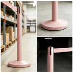 GROVIA Premium Retractable Belt Barrier 92cm Height with 2m Pink Belt Stainless Steel Queue Control Stanchion - Ice Berry Pink