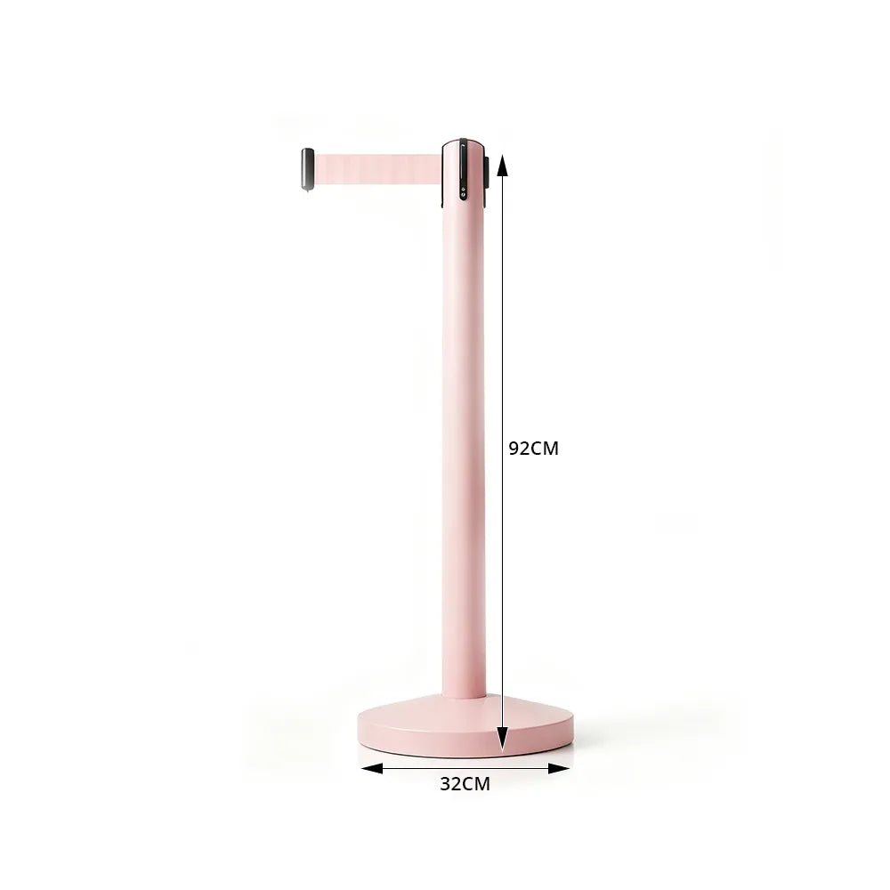 GROVIA Premium Retractable Belt Barrier 92cm Height with 2m Pink Belt Stainless Steel Queue Control Stanchion - Ice Berry Pink