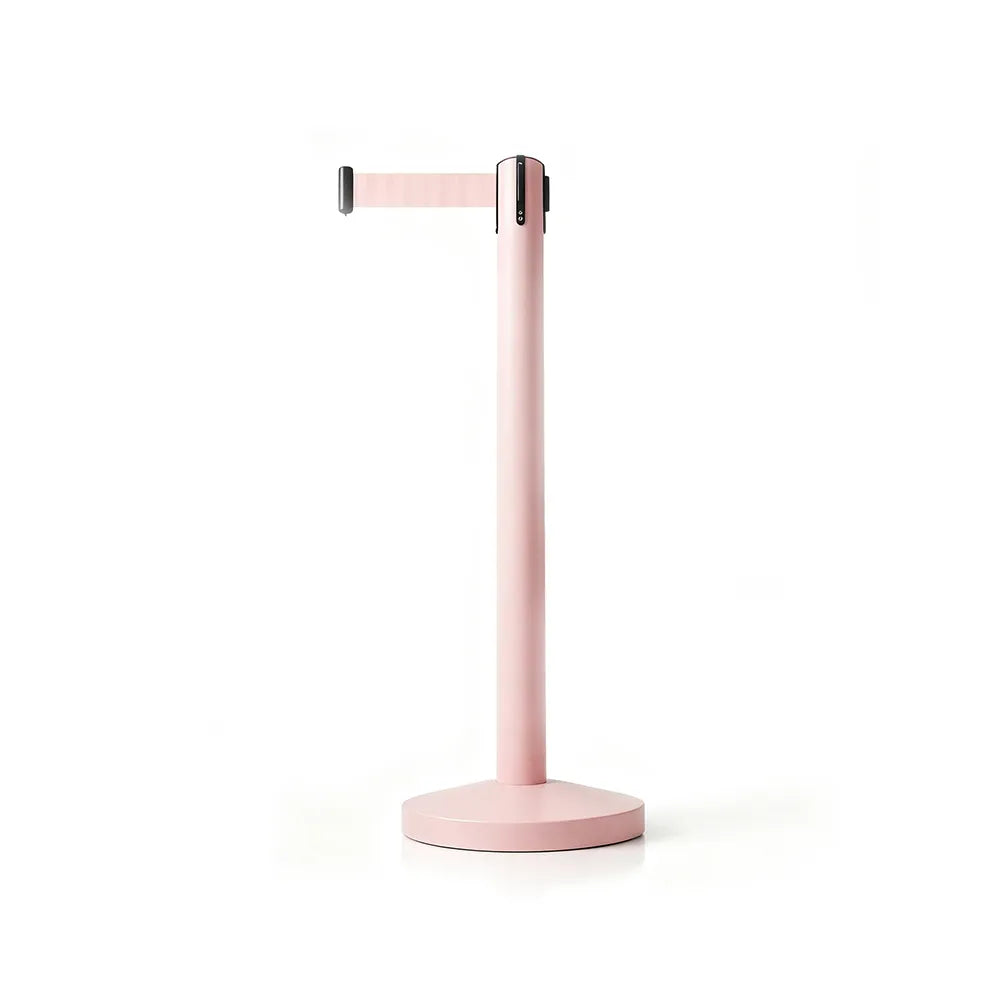 GROVIA Premium Retractable Belt Barrier 92cm Height with 2m Pink Belt Stainless Steel Queue Control Stanchion - Ice Berry Pink