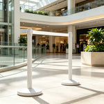 GROVIA Premium Retractable Belt Barrier 92cm Height with 2m Pink Belt Stainless Steel Queue Control Stanchion - White