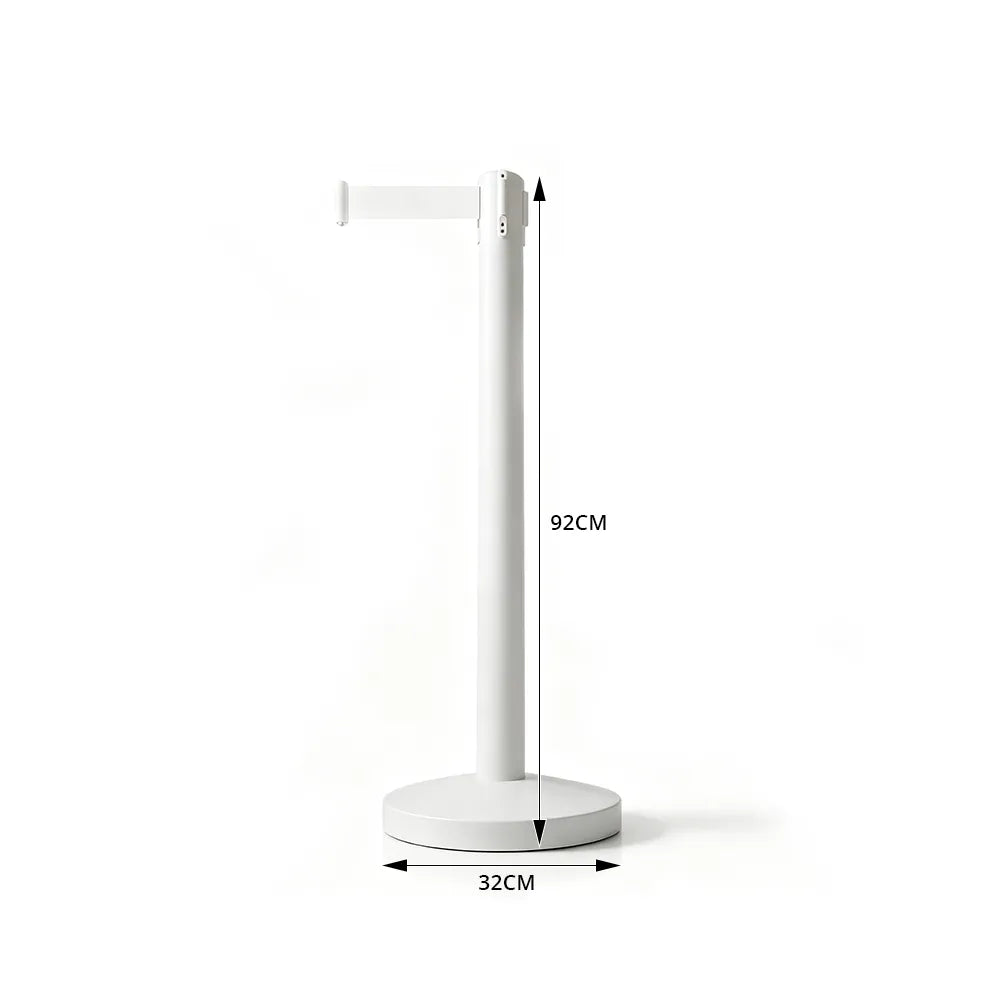 GROVIA Premium Retractable Belt Barrier 92cm Height with 2m Pink Belt Stainless Steel Queue Control Stanchion - White
