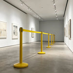 GROVIA Premium Retractable Belt Barrier 92cm Height with 2m Pink Belt Stainless Steel Queue Control Stanchion - Yellow