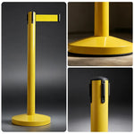 GROVIA Premium Retractable Belt Barrier 92cm Height with 2m Pink Belt Stainless Steel Queue Control Stanchion - Yellow