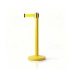 GROVIA Premium Retractable Belt Barrier 92cm Height with 2m Pink Belt Stainless Steel Queue Control Stanchion - Yellow
