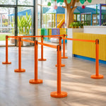 GROVIA Premium Retractable Belt Barrier 92cm Height with 2m Pink Belt Stainless Steel Queue Control Stanchion - Orange