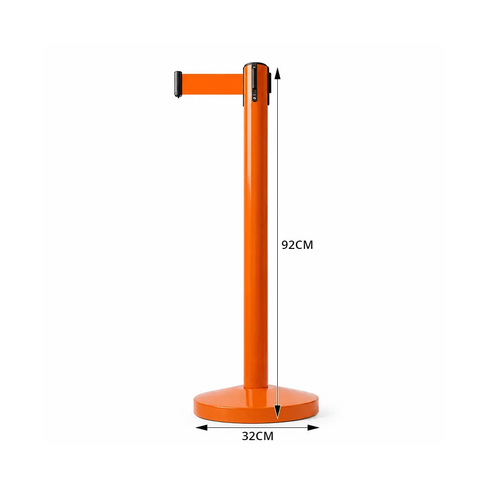 GROVIA Premium Retractable Belt Barrier 92cm Height with 2m Pink Belt Stainless Steel Queue Control Stanchion - Orange