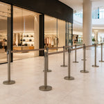 GROVIA Premium Retractable Belt Barrier 92cm Height with 2m Pink Belt Stainless Steel Queue Control Stanchion - Brown