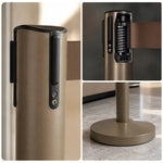 GROVIA Premium Retractable Belt Barrier 92cm Height with 2m Pink Belt Stainless Steel Queue Control Stanchion - Brown