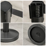 GROVIA Premium Retractable Belt Barrier 92cm Height with 2m Pink Belt Stainless Steel Queue Control Stanchion - Grey