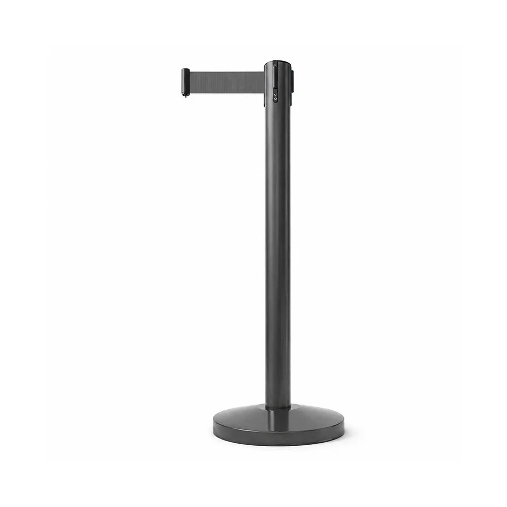 GROVIA Premium Retractable Belt Barrier 92cm Height with 2m Pink Belt Stainless Steel Queue Control Stanchion - Grey