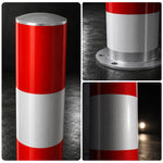GROVIA Heavy Duty Steel Traffic Bollard 75cm Height 3mm Thick Wall Red White Safety Post Reflective Road Barrier - Red & White