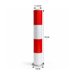 GROVIA Heavy Duty Steel Traffic Bollard 75cm Height 3mm Thick Wall Red White Safety Post Reflective Road Barrier - Red & White