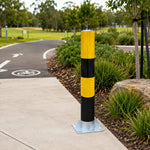 GROVIA Heavy Duty Steel Traffic Bollard 75cm Height 3mm Thick Wall Red White Safety Post Reflective Road Barrier - Yellow & Black
