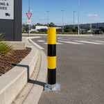 GROVIA Heavy Duty Steel Traffic Bollard 75cm Height 3mm Thick Wall Red White Safety Post Reflective Road Barrier - Yellow & Black