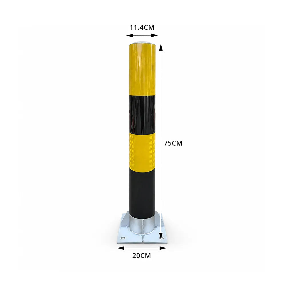 GROVIA Heavy Duty Steel Traffic Bollard 75cm Height 3mm Thick Wall Red White Safety Post Reflective Road Barrier - Yellow & Black