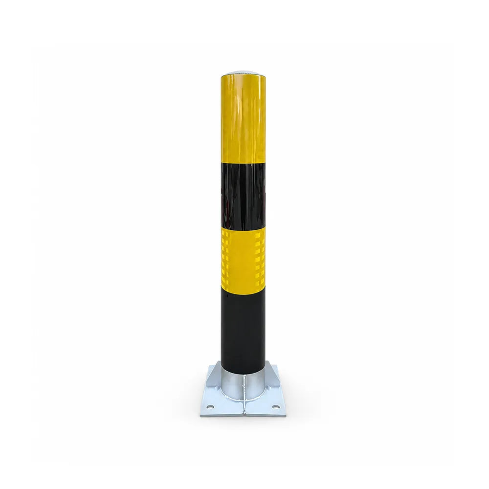 GROVIA Heavy Duty Steel Traffic Bollard 75cm Height 3mm Thick Wall Red White Safety Post Reflective Road Barrier - Yellow & Black