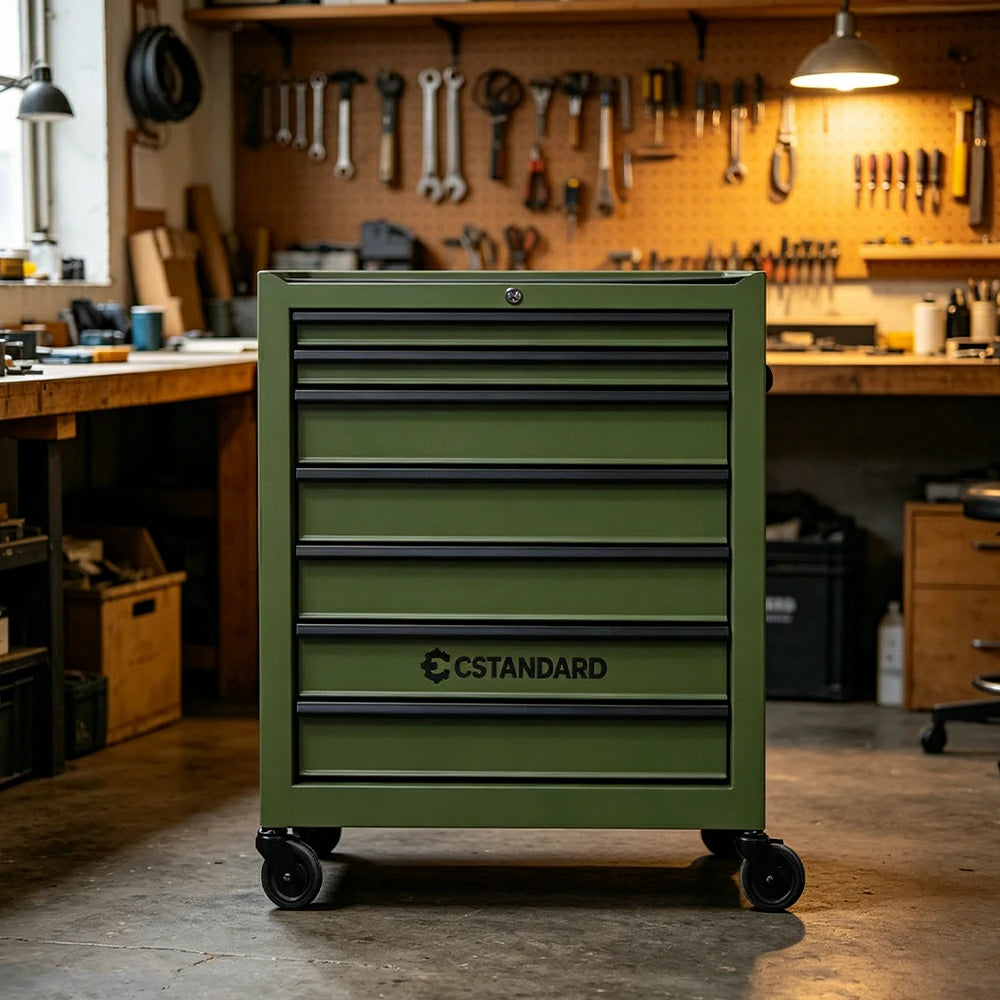 GROVIA Heavy Duty Tool Cabinet Multi Drawer Mobile Workbench Storage 620x330x740mm Workshop Garage Organizer - Green
