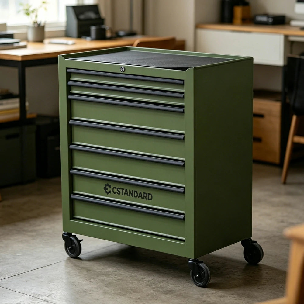 GROVIA Heavy Duty Tool Cabinet Multi Drawer Mobile Workbench Storage 620x330x740mm Workshop Garage Organizer - Green